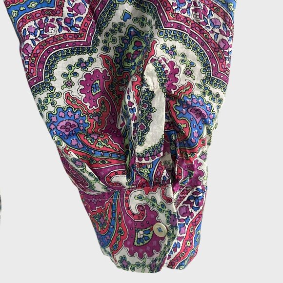 Talbot Paisley Long-Sleeve Button-Up Shirt Multicolor Women's 2X Roll-Tab Casual - Picture 8 of 13